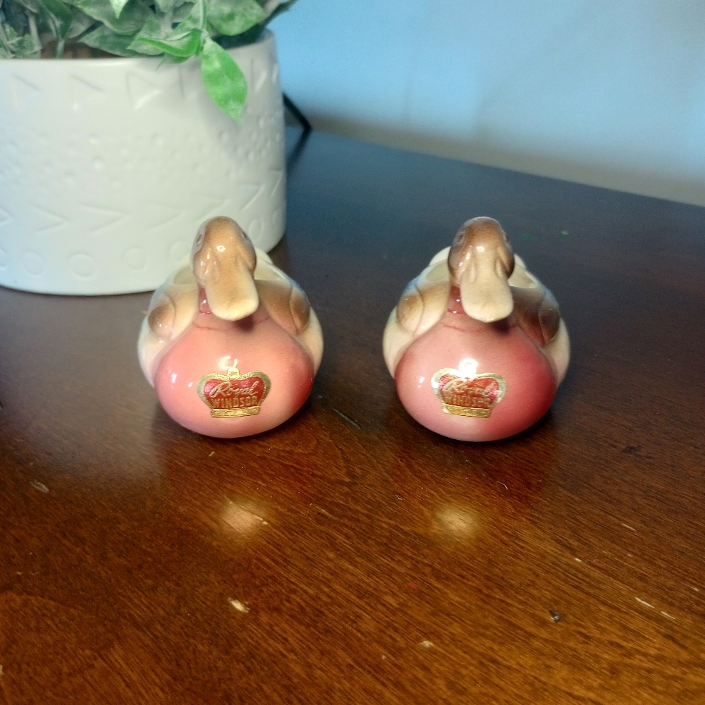 MCM Royal Copley Windsor Mallard Duck Ceramic Vtg Mini Planter Pair 2 Hen Drake